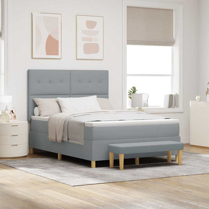 Postel S Boxspringem S Čelo Světle Šedá 200 X 160 Cm Textil