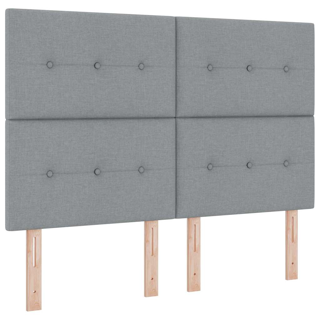 Postel S Boxspringem S Čelo Světle Šedá 200 X 160 Cm Textil