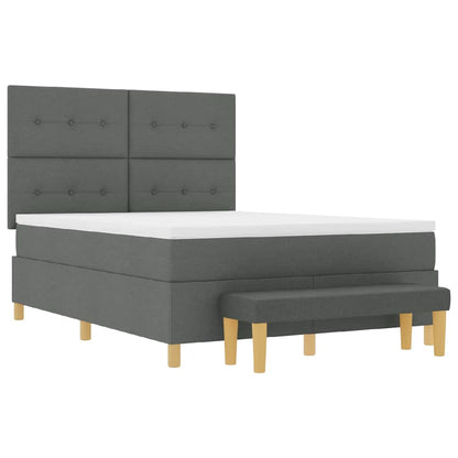 Postel S Boxspringem S Čelo Tmavě Šedá 200 X 160 Cm Textil