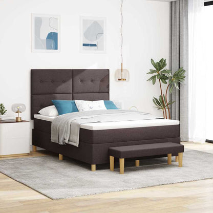 Postel S Boxspringem S Čelo Tmavě Hnědá 200 X 160 Cm Textil