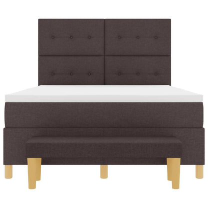 Postel S Boxspringem S Čelo Tmavě Hnědá 200 X 160 Cm Textil