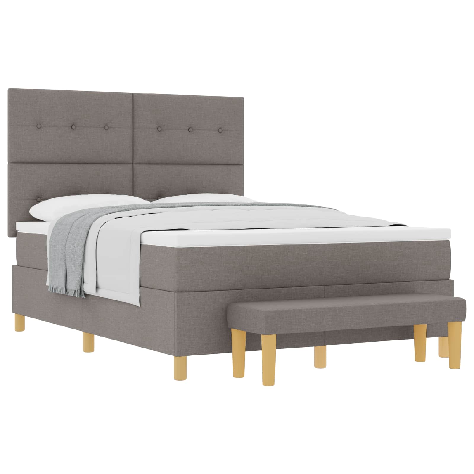 Postel S Boxspringem S Čelo Taupe 200 X 160 Cm Textil