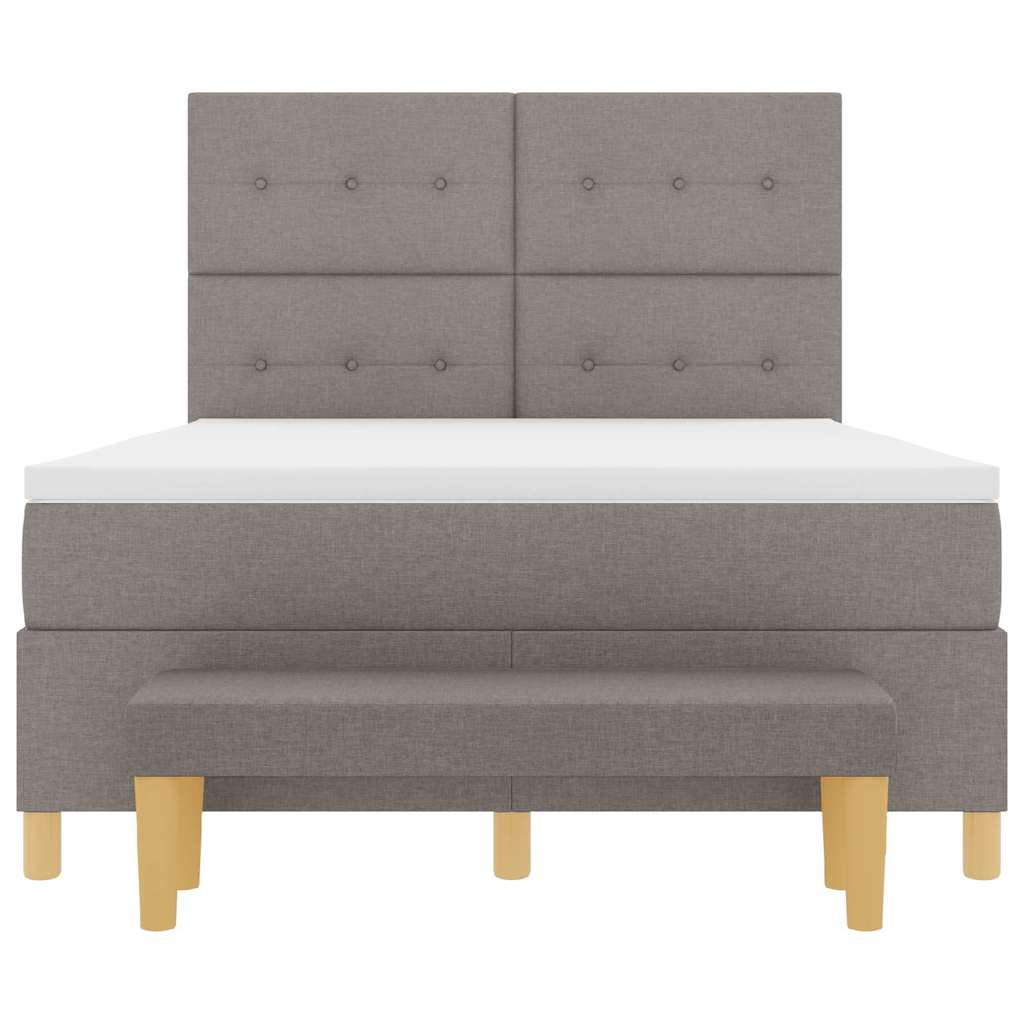 Postel S Boxspringem S Čelo Taupe 200 X 160 Cm Textil