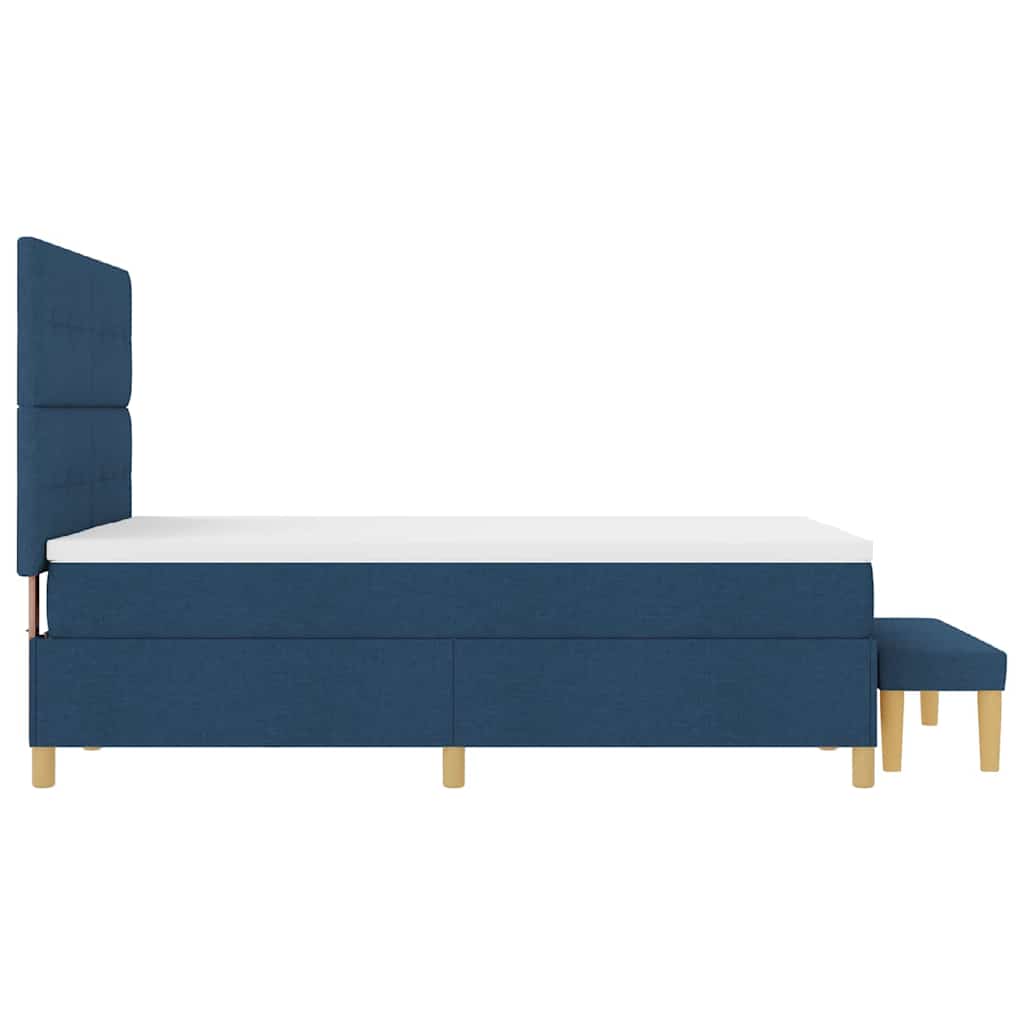 Postel S Boxspringem S Čelo Modrá 200 X 160 Cm Textil