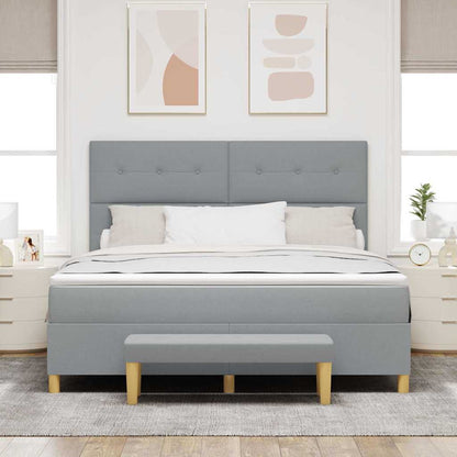 Postel S Boxspringem S Čelo Světle Šedá 200 X 180 Cm Textil