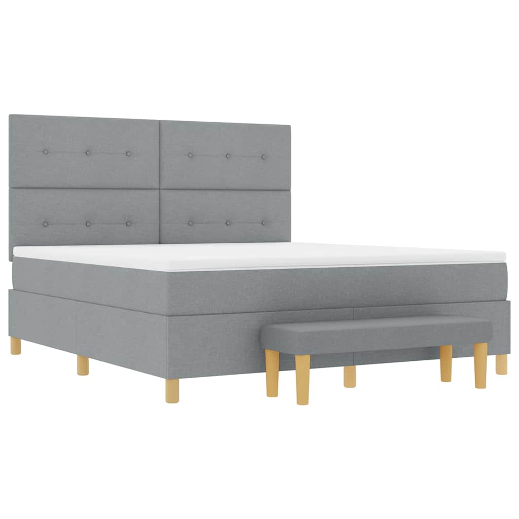 Postel S Boxspringem S Čelo Světle Šedá 200 X 180 Cm Textil