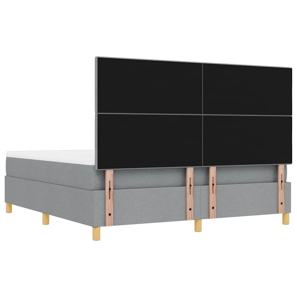 Postel S Boxspringem S Čelo Světle Šedá 200 X 180 Cm Textil