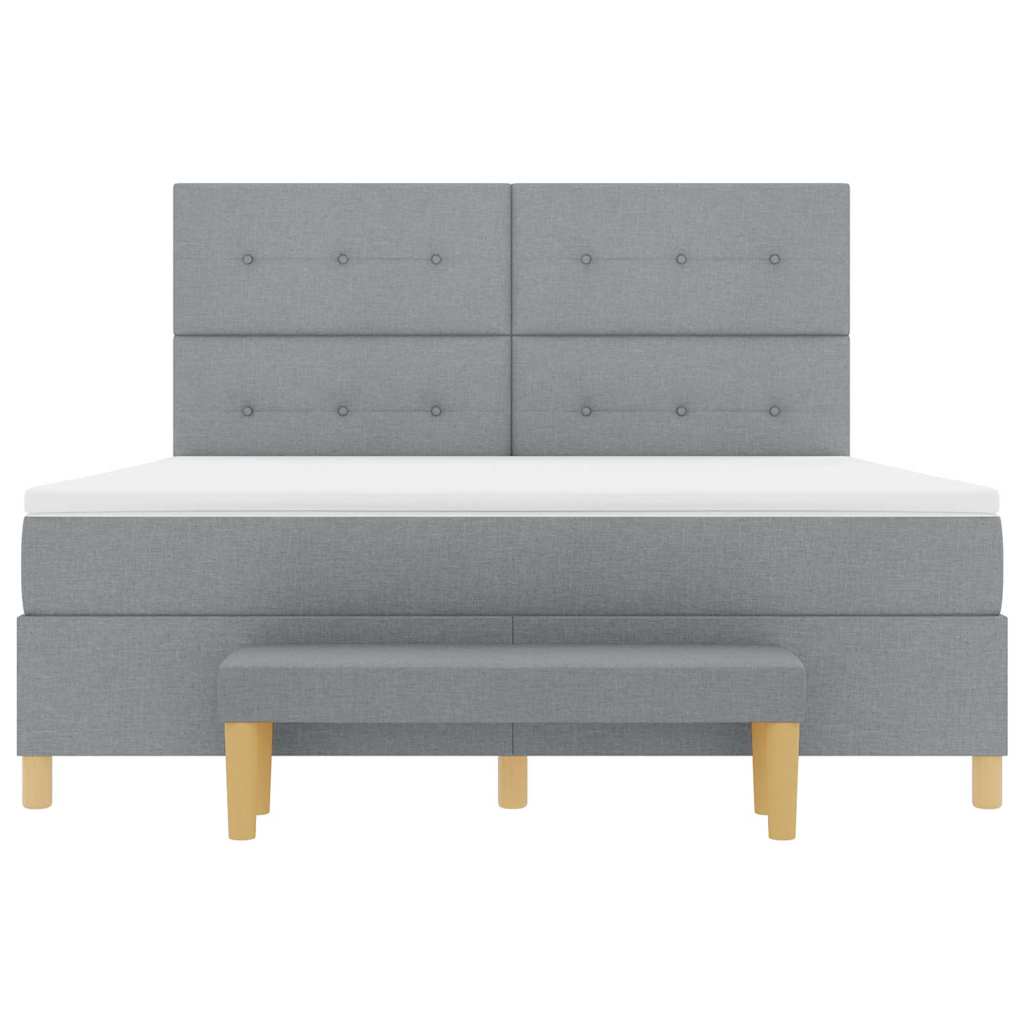 Postel S Boxspringem S Čelo Světle Šedá 200 X 180 Cm Textil