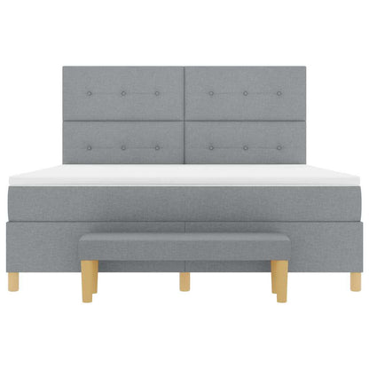 Postel S Boxspringem S Čelo Světle Šedá 200 X 180 Cm Textil