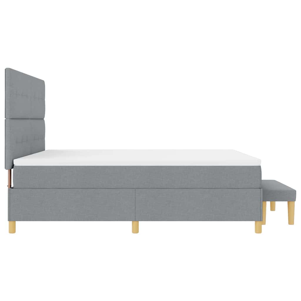 Postel S Boxspringem S Čelo Světle Šedá 200 X 180 Cm Textil