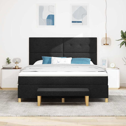 Postel S Boxspringem S Čelo Černá 200 X 180 Cm Textil