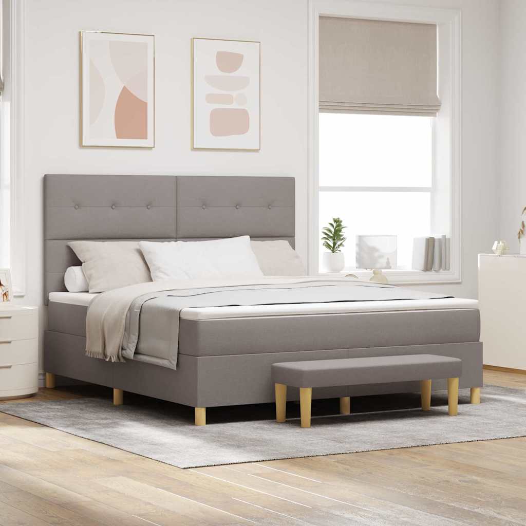 Postel S Boxspringem S Čelo Taupe 200 X 180 Cm Textil