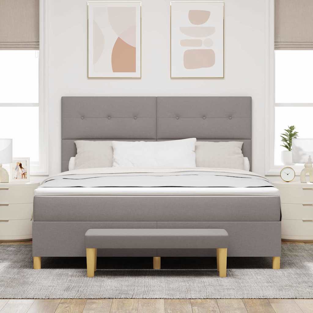 Postel S Boxspringem S Čelo Taupe 200 X 180 Cm Textil