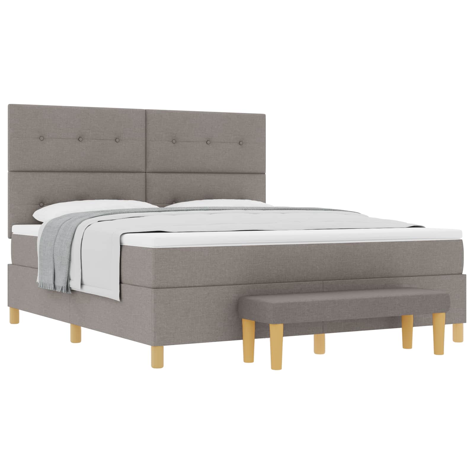 Postel S Boxspringem S Čelo Taupe 200 X 180 Cm Textil