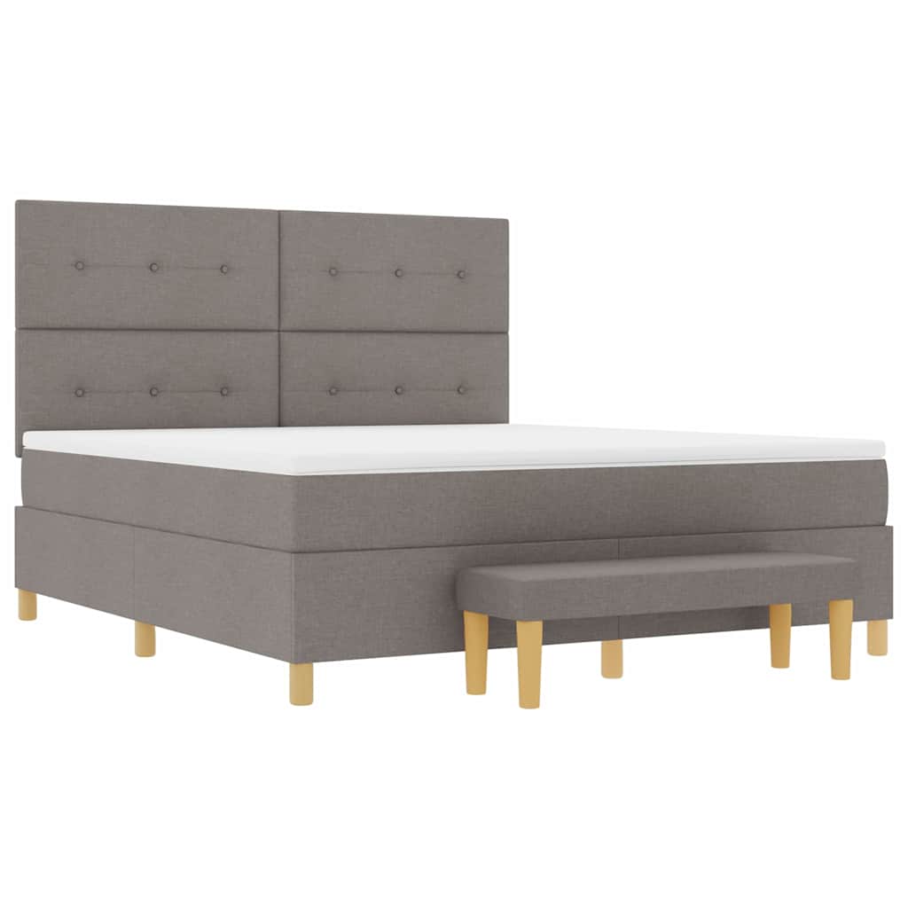 Postel S Boxspringem S Čelo Taupe 200 X 180 Cm Textil