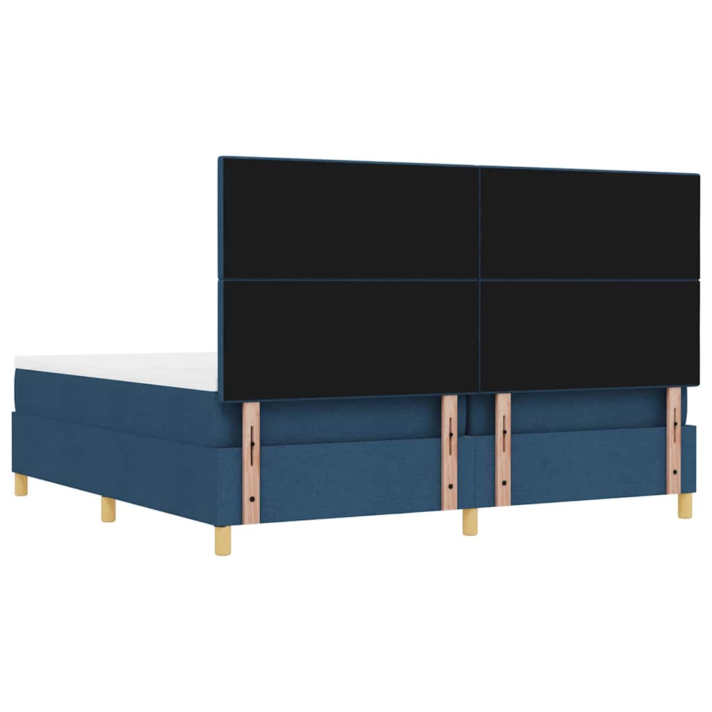 Postel S Boxspringem S Čelo Modrá 200 X 200 Cm Textil