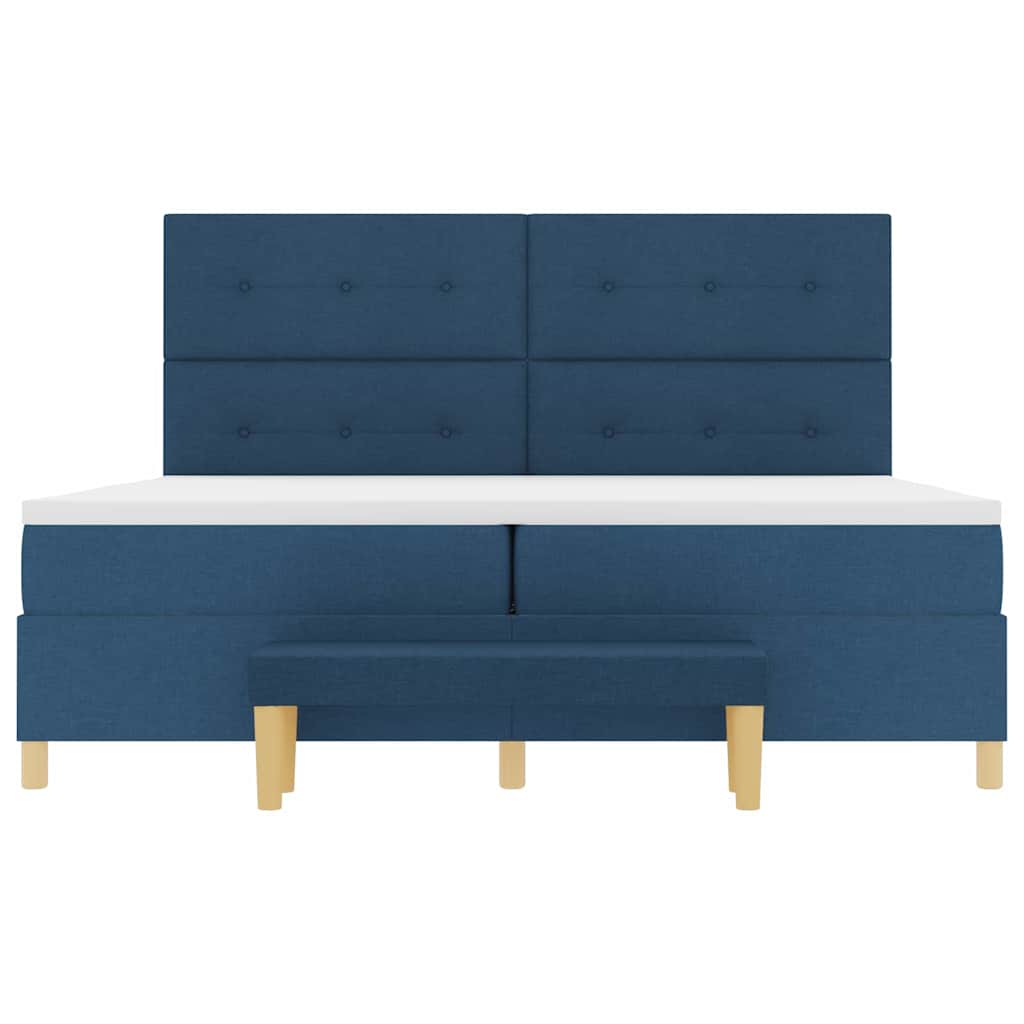 Postel S Boxspringem S Čelo Modrá 200 X 200 Cm Textil