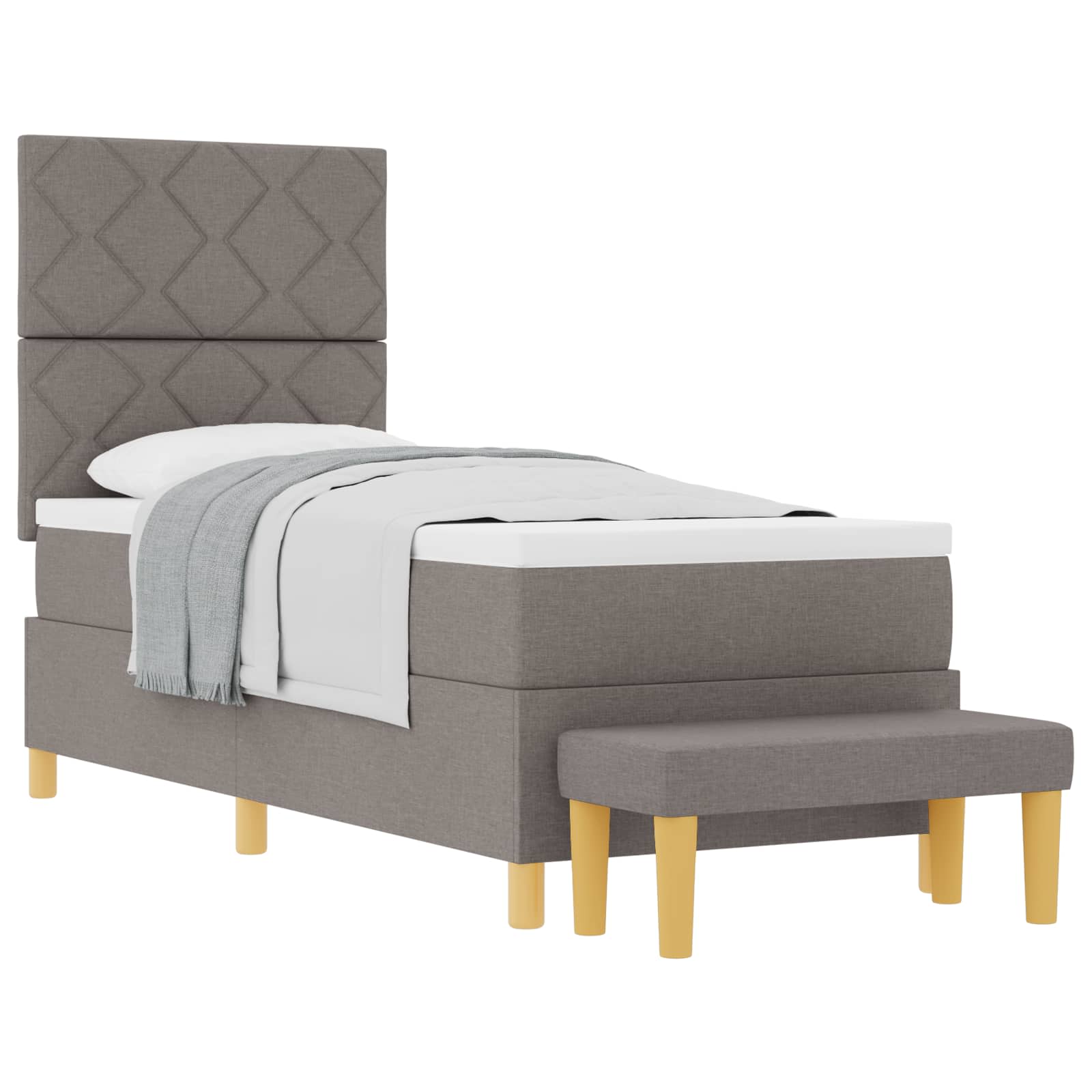 Postel S Boxspringem S Čelo Taupe 200 X 80 Cm Textil