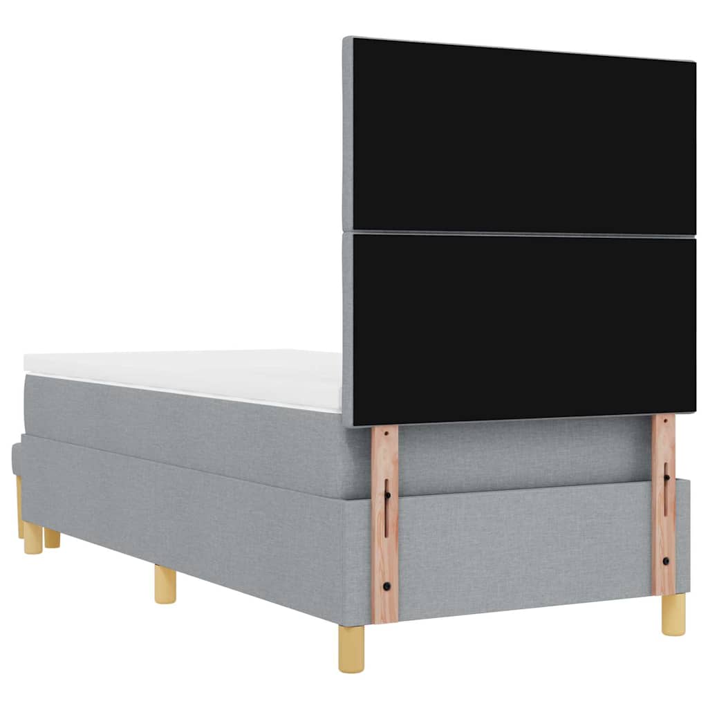 Postel S Boxspringem S Čelo Světle Šedá 200 X 100 Cm Textil