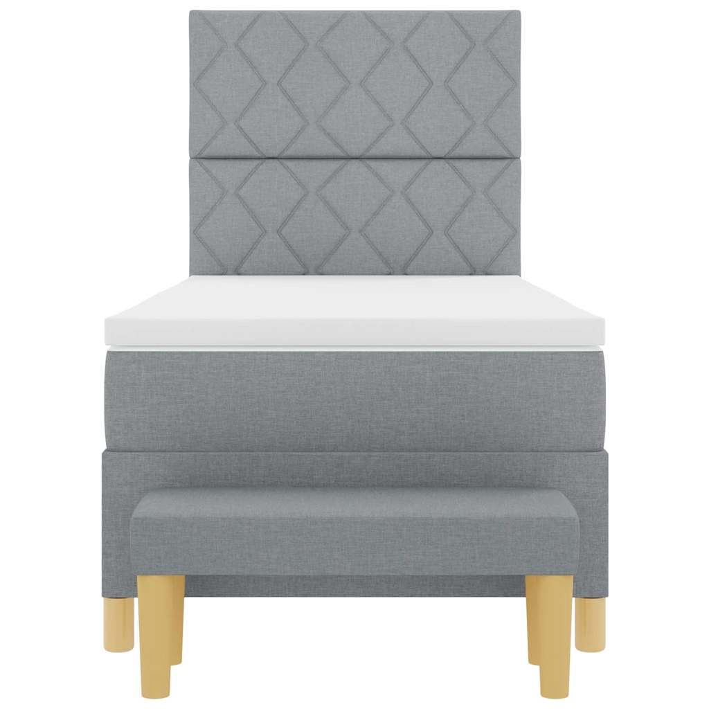 Postel S Boxspringem S Čelo Světle Šedá 200 X 100 Cm Textil