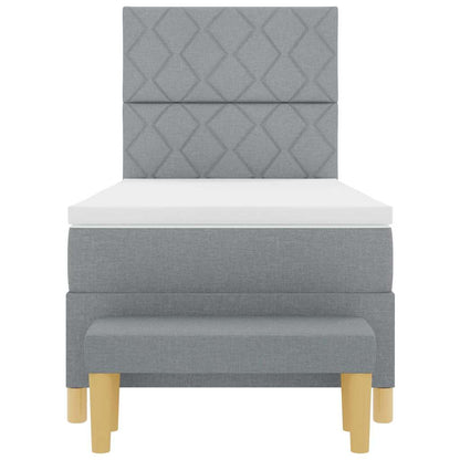 Postel S Boxspringem S Čelo Světle Šedá 200 X 100 Cm Textil