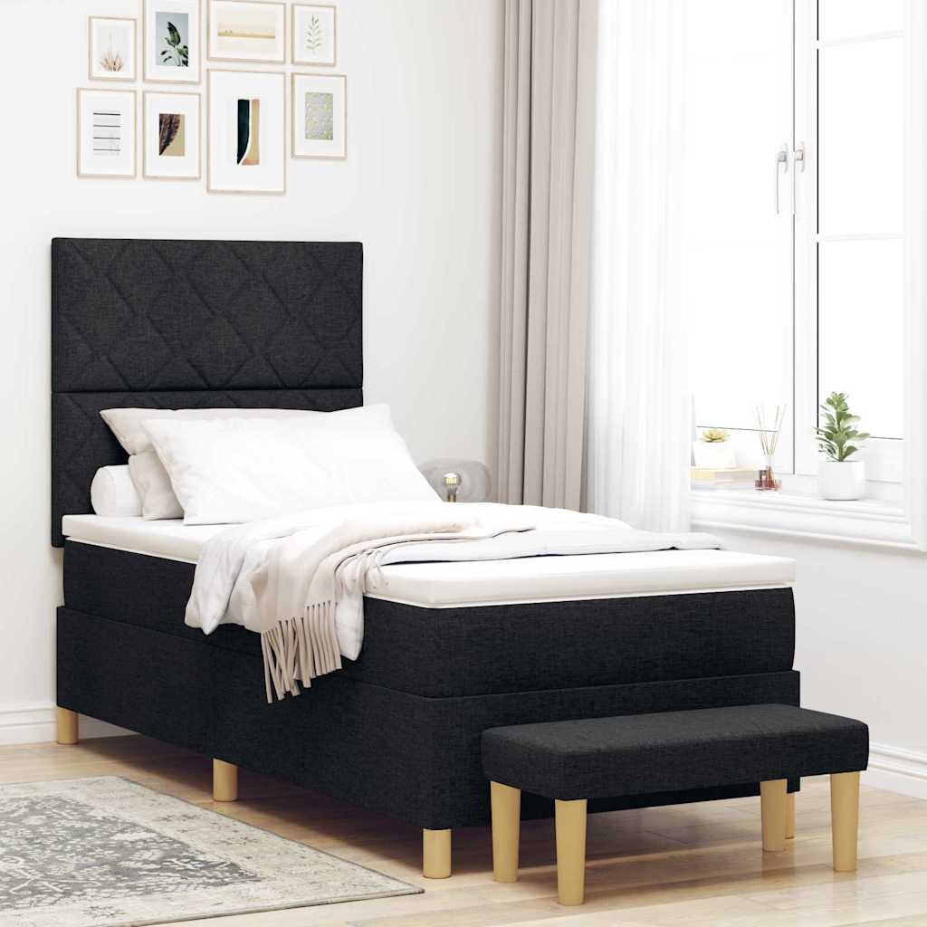 Postel S Boxspringem S Polštářem Černá 200 X 100 Cm Textil