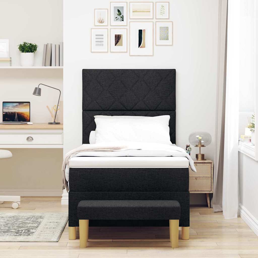 Postel S Boxspringem S Polštářem Černá 200 X 100 Cm Textil