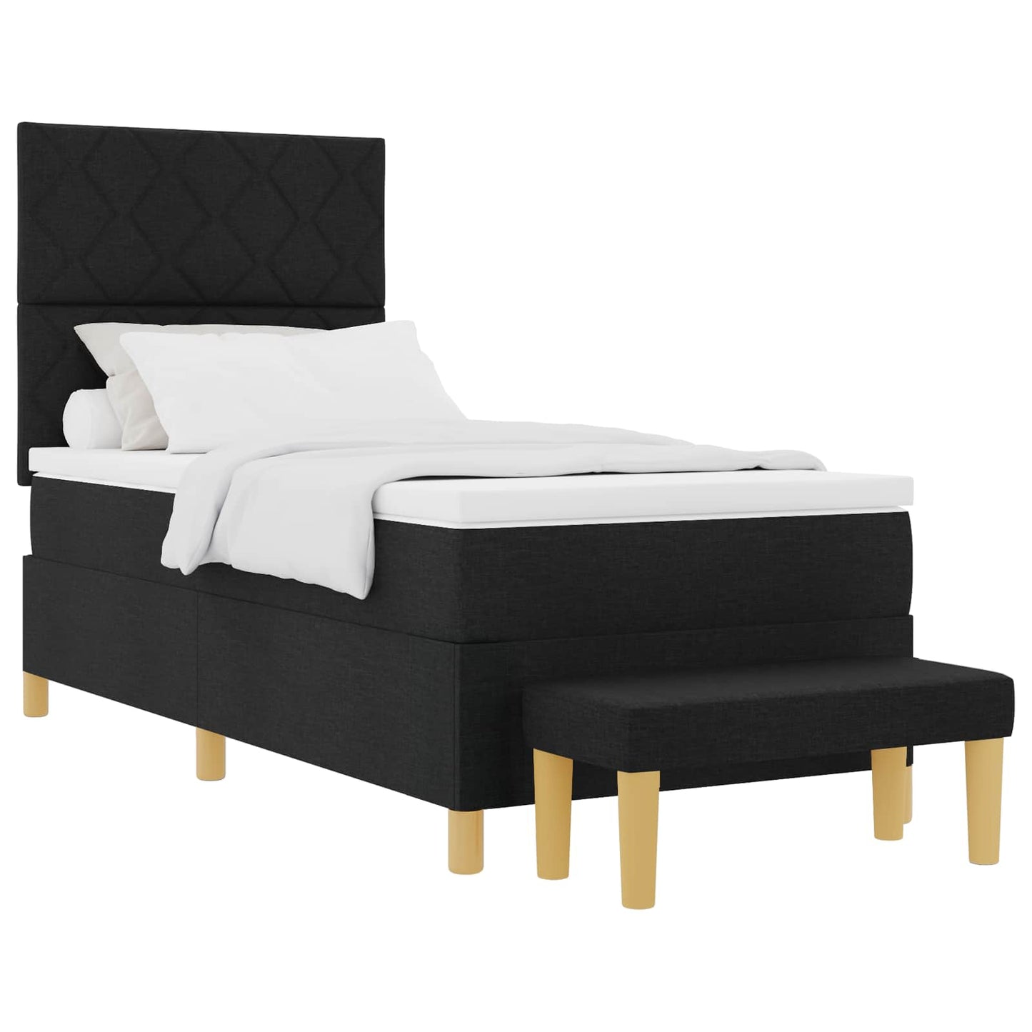 Postel S Boxspringem S Polštářem Černá 200 X 100 Cm Textil