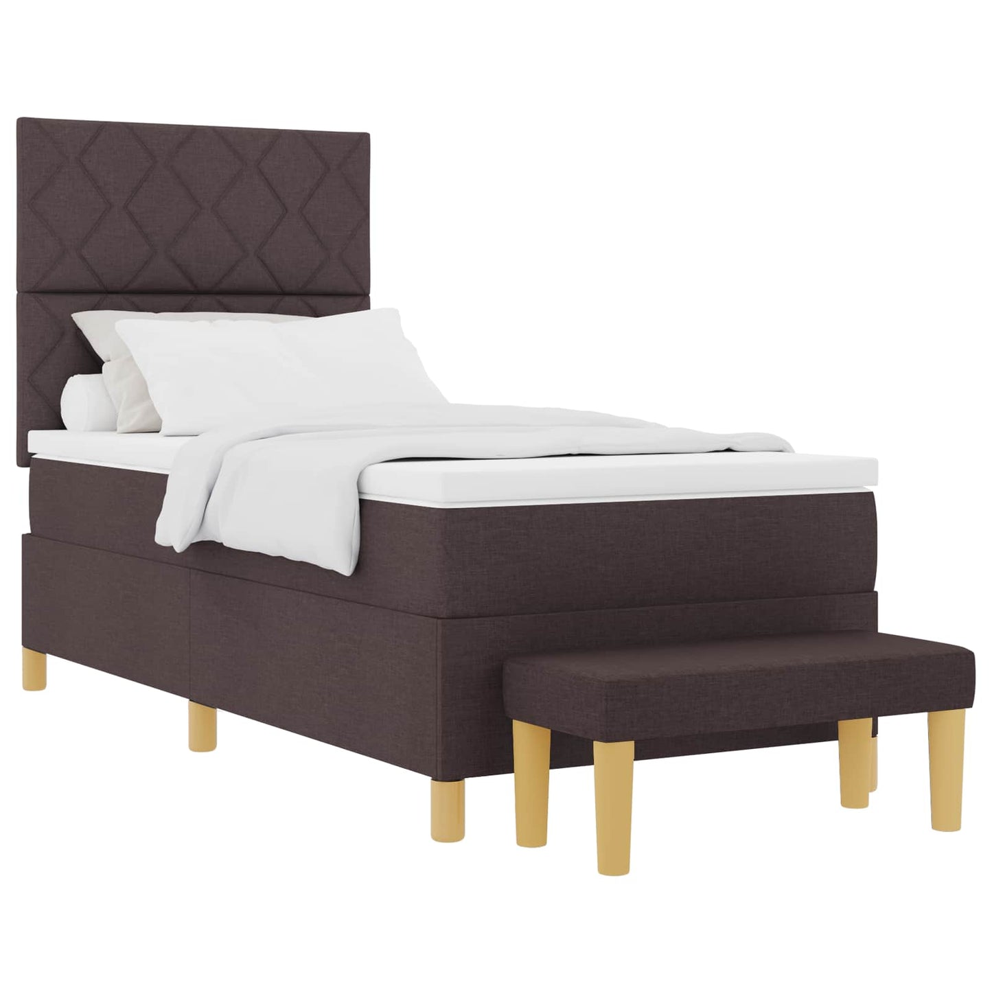 Postel S Boxspringem S Čelo Tmavě Hnědá 200 X 100 Cm Textil