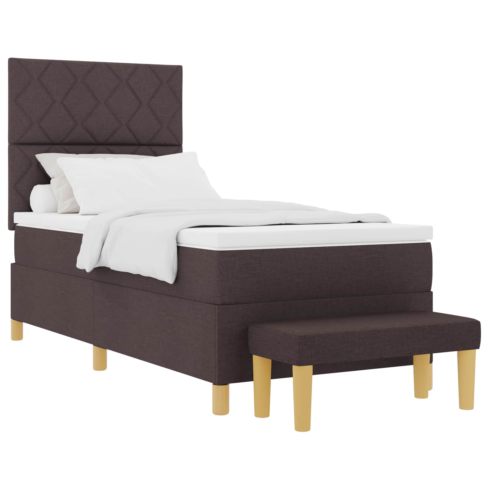 Postel S Boxspringem S Čelo Tmavě Hnědá 200 X 100 Cm Textil