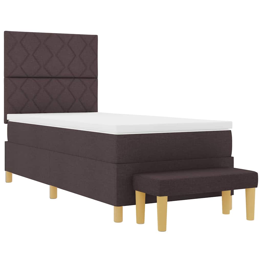 Postel S Boxspringem S Čelo Tmavě Hnědá 200 X 100 Cm Textil