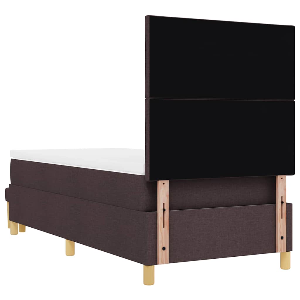 Postel S Boxspringem S Čelo Tmavě Hnědá 200 X 100 Cm Textil