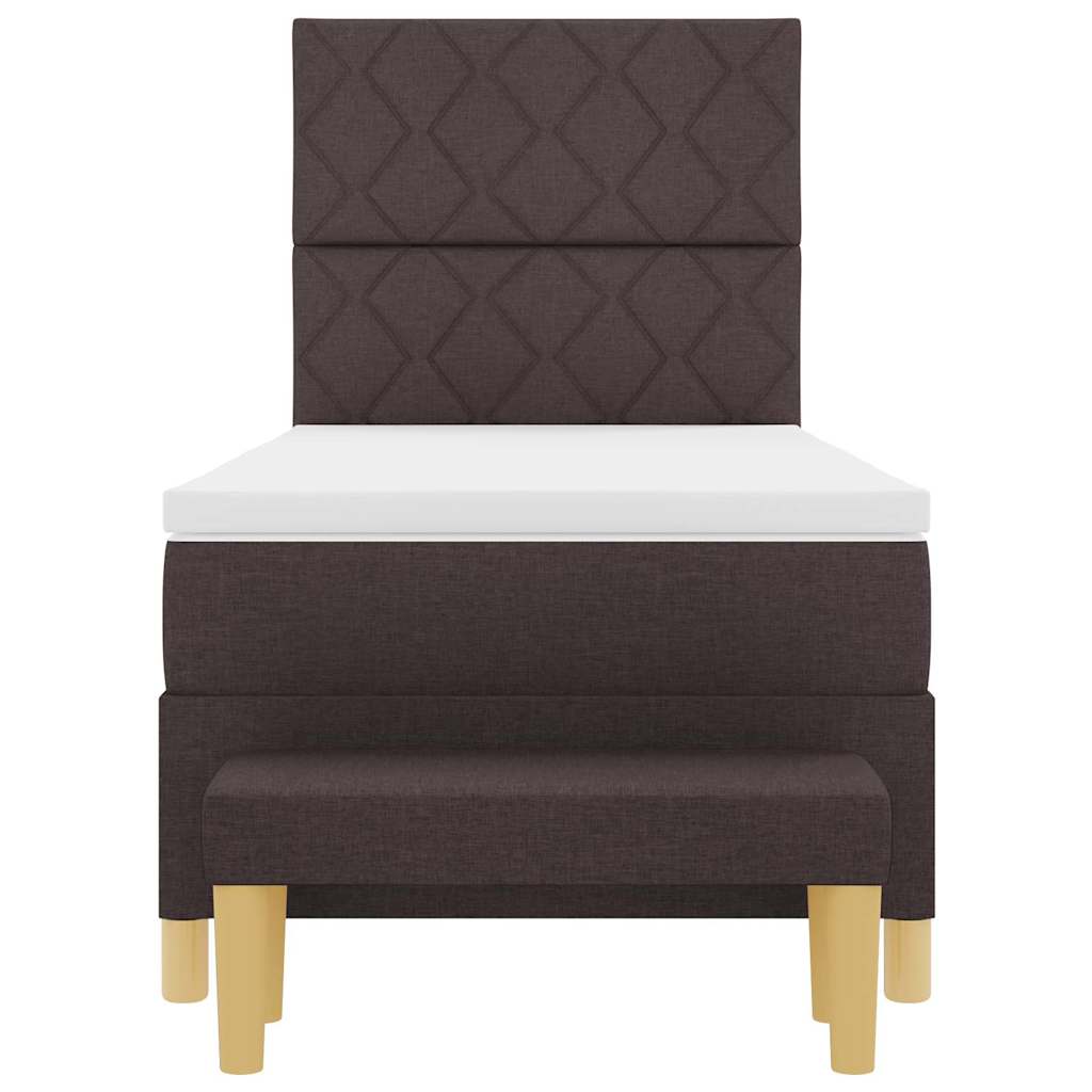 Postel S Boxspringem S Čelo Tmavě Hnědá 200 X 100 Cm Textil