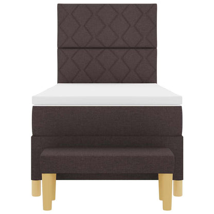 Postel S Boxspringem S Čelo Tmavě Hnědá 200 X 100 Cm Textil