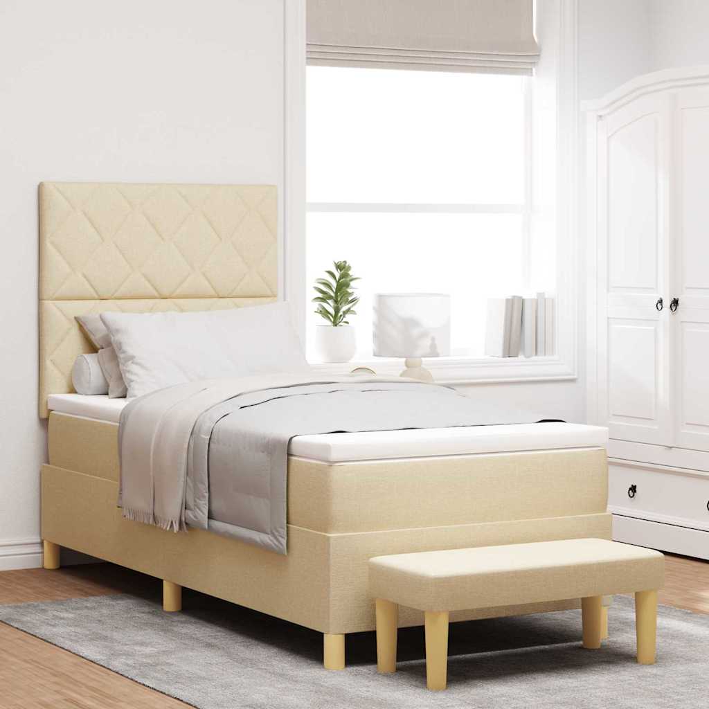Postel S Boxspringem S Polštářem Krémová 200 X 100 Cm Textil