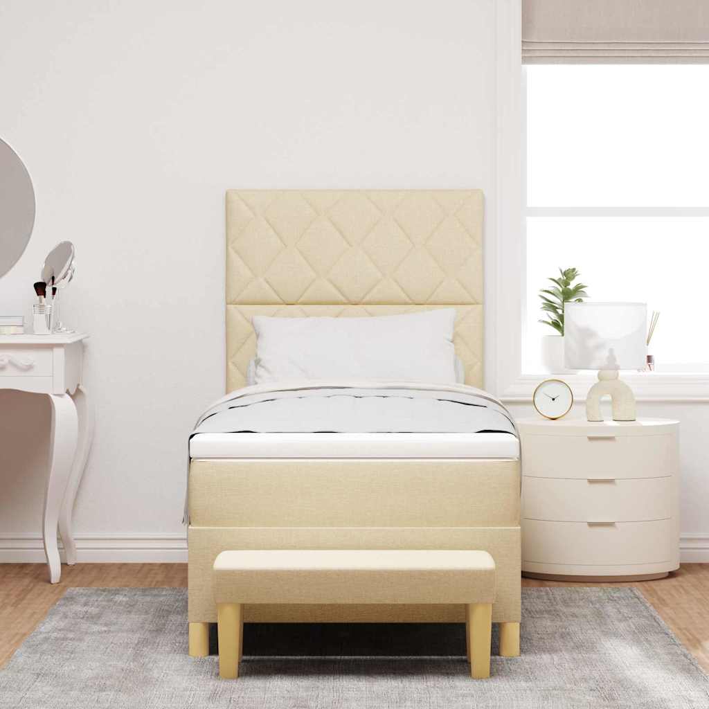 Postel S Boxspringem S Polštářem Krémová 200 X 100 Cm Textil