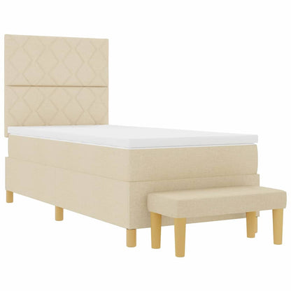 Postel S Boxspringem S Polštářem Krémová 200 X 100 Cm Textil