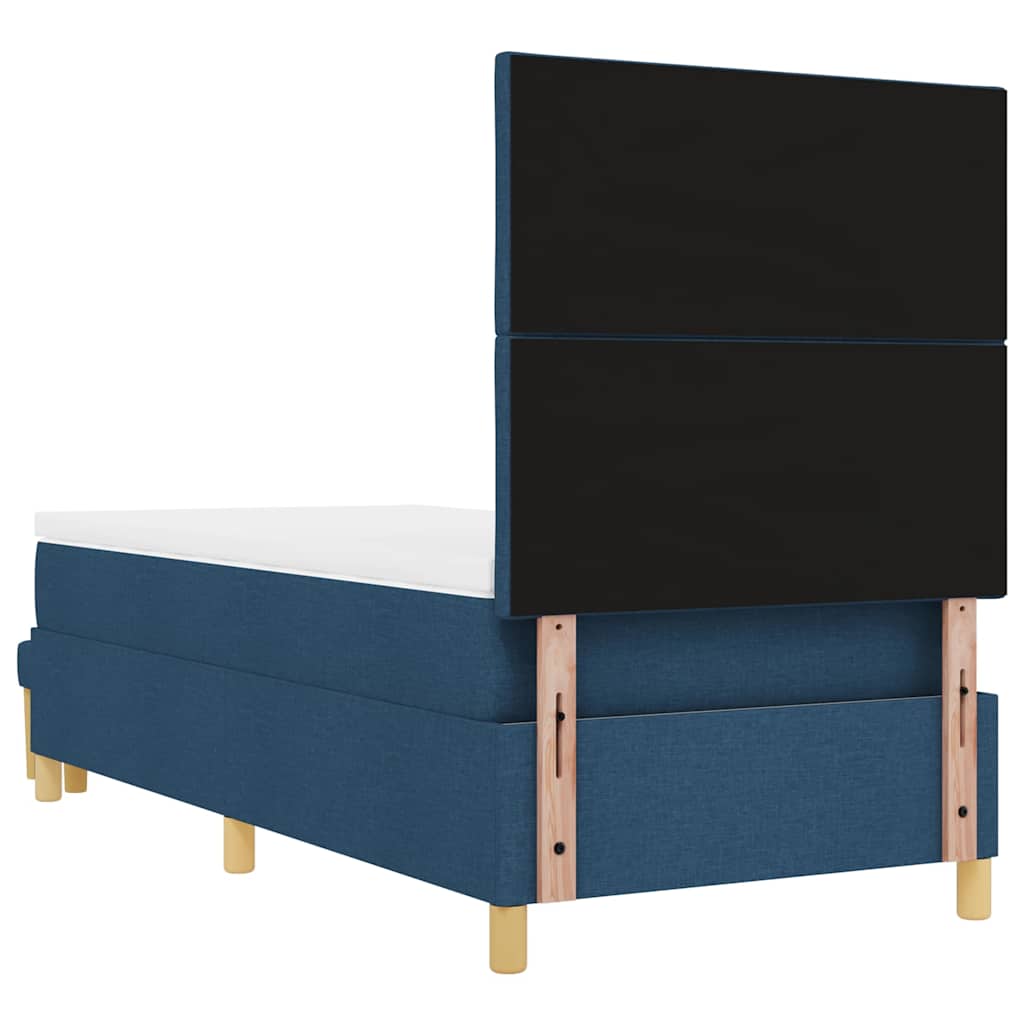 Postel S Boxspringem S Čelo Modrá 200 X 100 Cm Textil