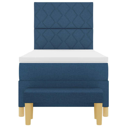 Postel S Boxspringem S Čelo Modrá 200 X 100 Cm Textil