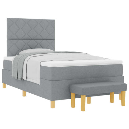 Postel S Boxspringem S Čelo Světle Šedá 190 X 120 Cm Textil
