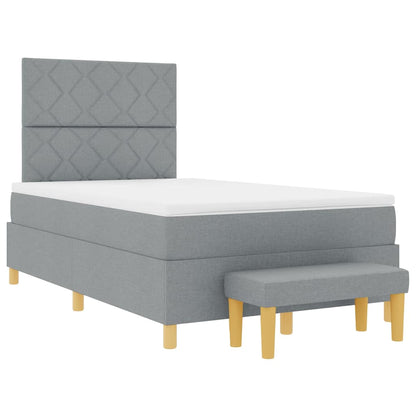 Postel S Boxspringem S Čelo Světle Šedá 190 X 120 Cm Textil