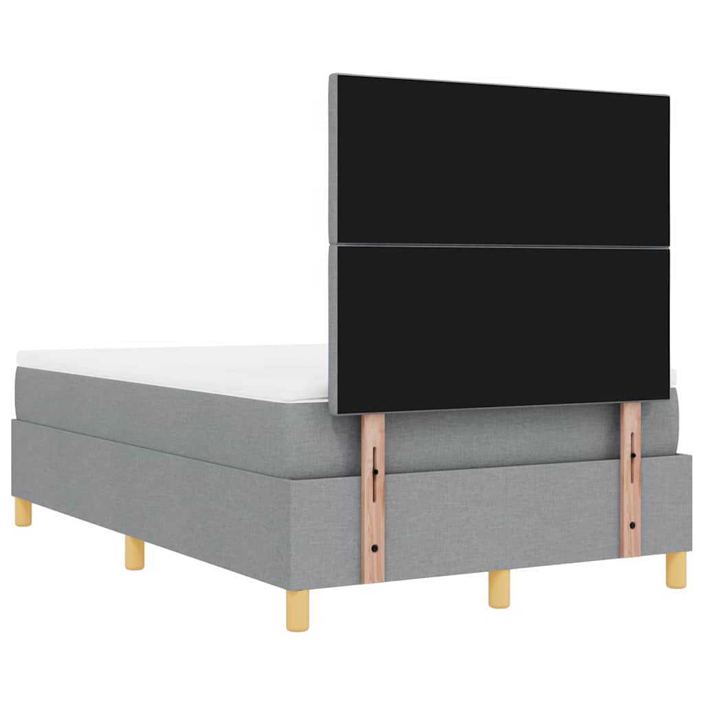 Postel S Boxspringem S Čelo Světle Šedá 190 X 120 Cm Textil