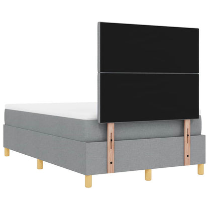 Postel S Boxspringem S Čelo Světle Šedá 190 X 120 Cm Textil