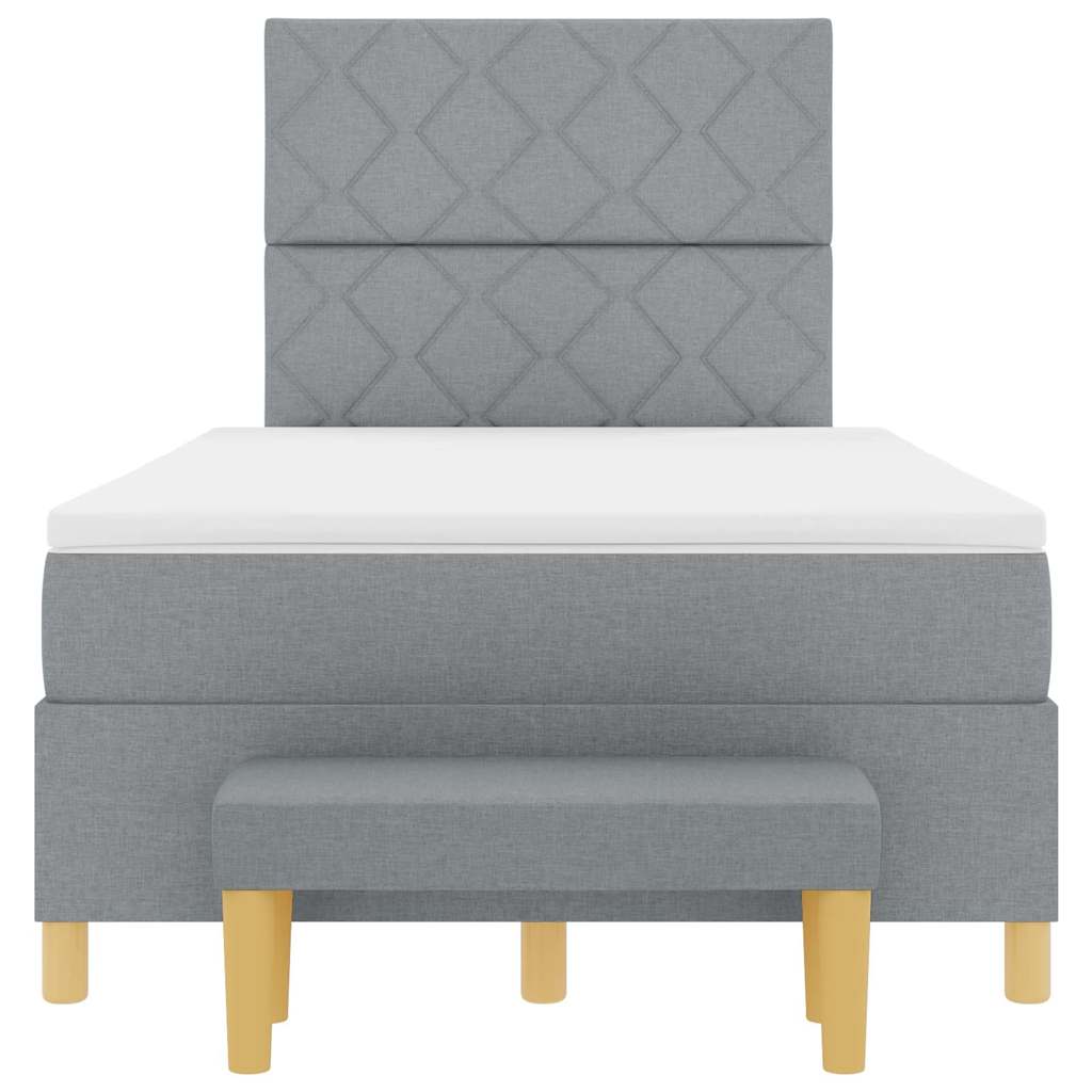 Postel S Boxspringem S Čelo Světle Šedá 190 X 120 Cm Textil