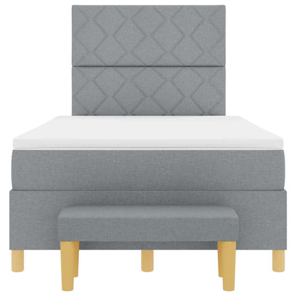 Postel S Boxspringem S Čelo Světle Šedá 190 X 120 Cm Textil
