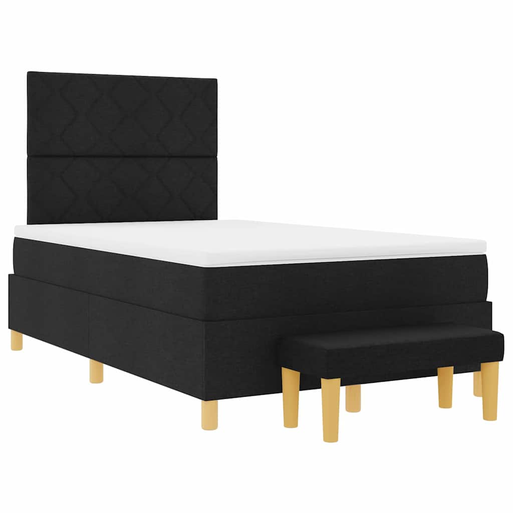 Postel S Boxspringem S Čelo Černá 190 X 120 Cm Textil