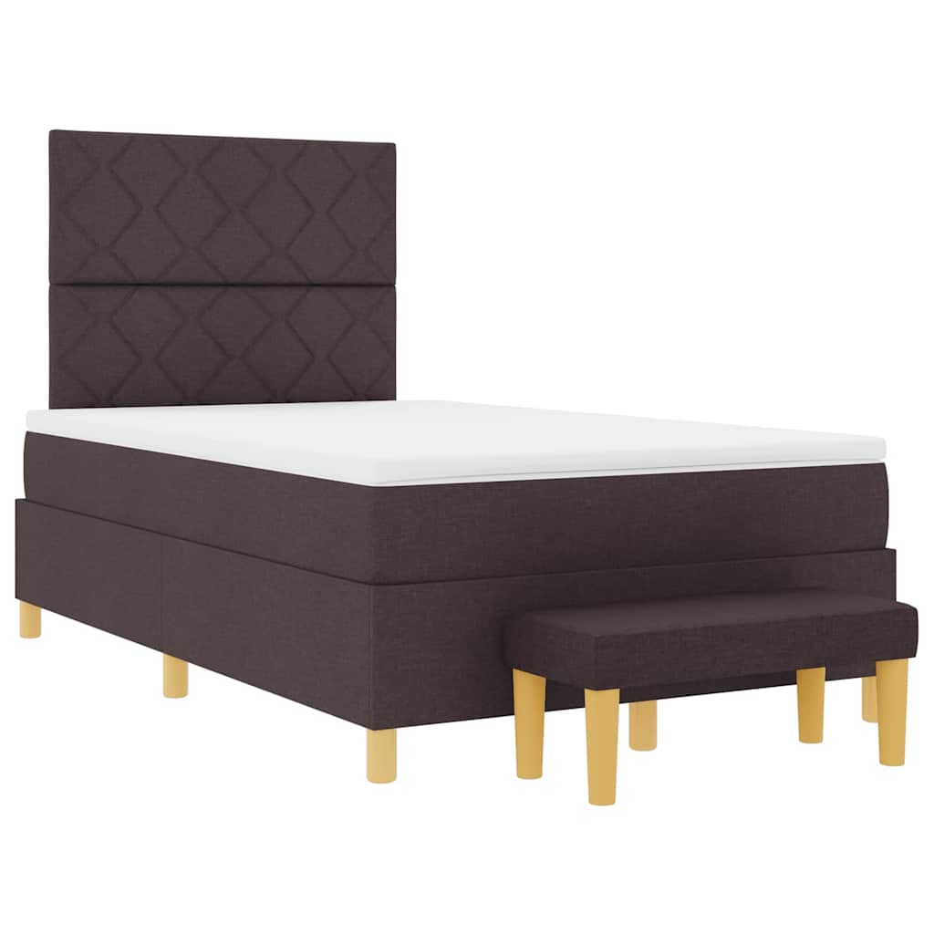 Postel S Boxspringem S Čelo Tmavě Hnědá 190 X 120 Cm Textil