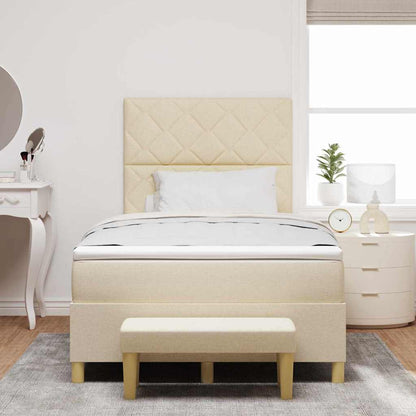 Postel S Boxspringem S Čelo Krémová 190 X 120 Cm Textil