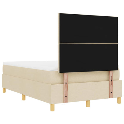 Postel S Boxspringem S Čelo Krémová 190 X 120 Cm Textil