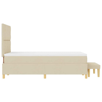 Postel S Boxspringem S Čelo Krémová 190 X 120 Cm Textil